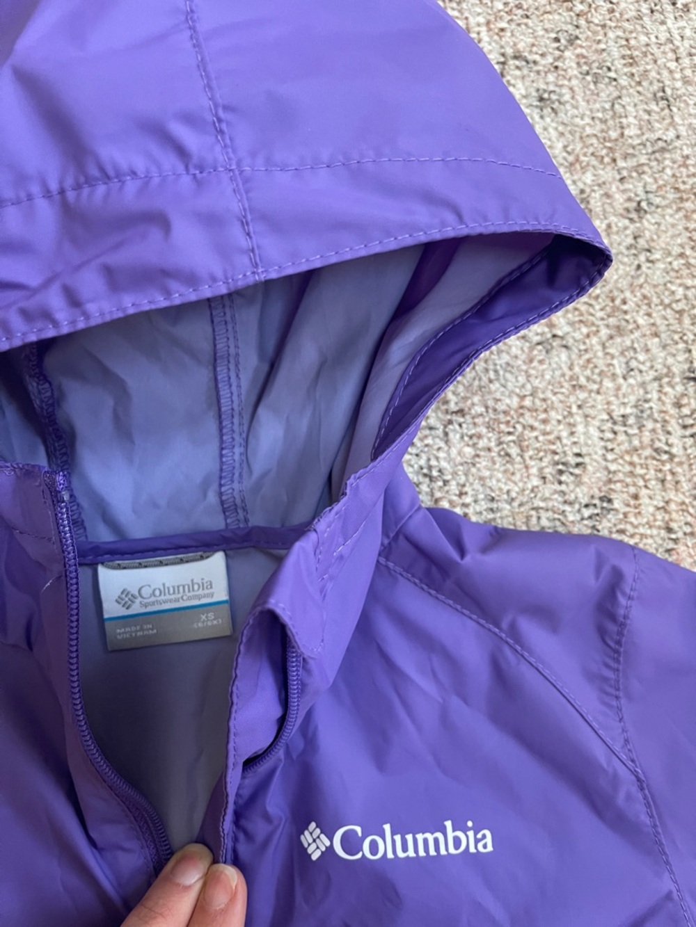 Girls Columbia Violet Hooded Packable Windbreaker rain jacket XS - Picture 3 of 7